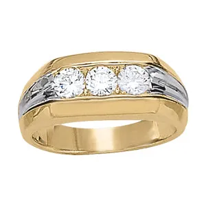 14k Mens 3 Stone Ring
