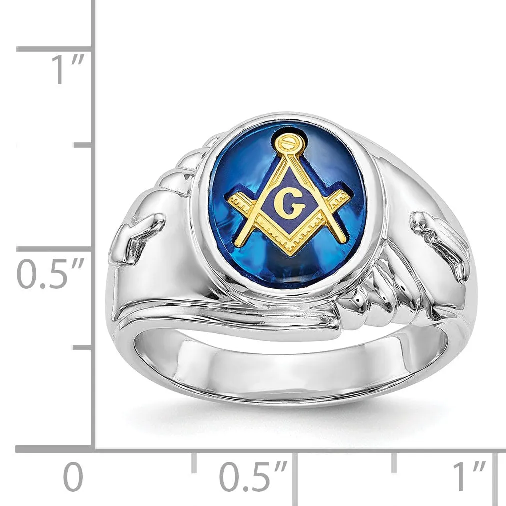 14k White Gold Men's Masonic Ring