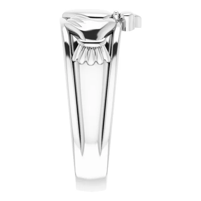14K White or Yellow Gold Claddagh Men's Band