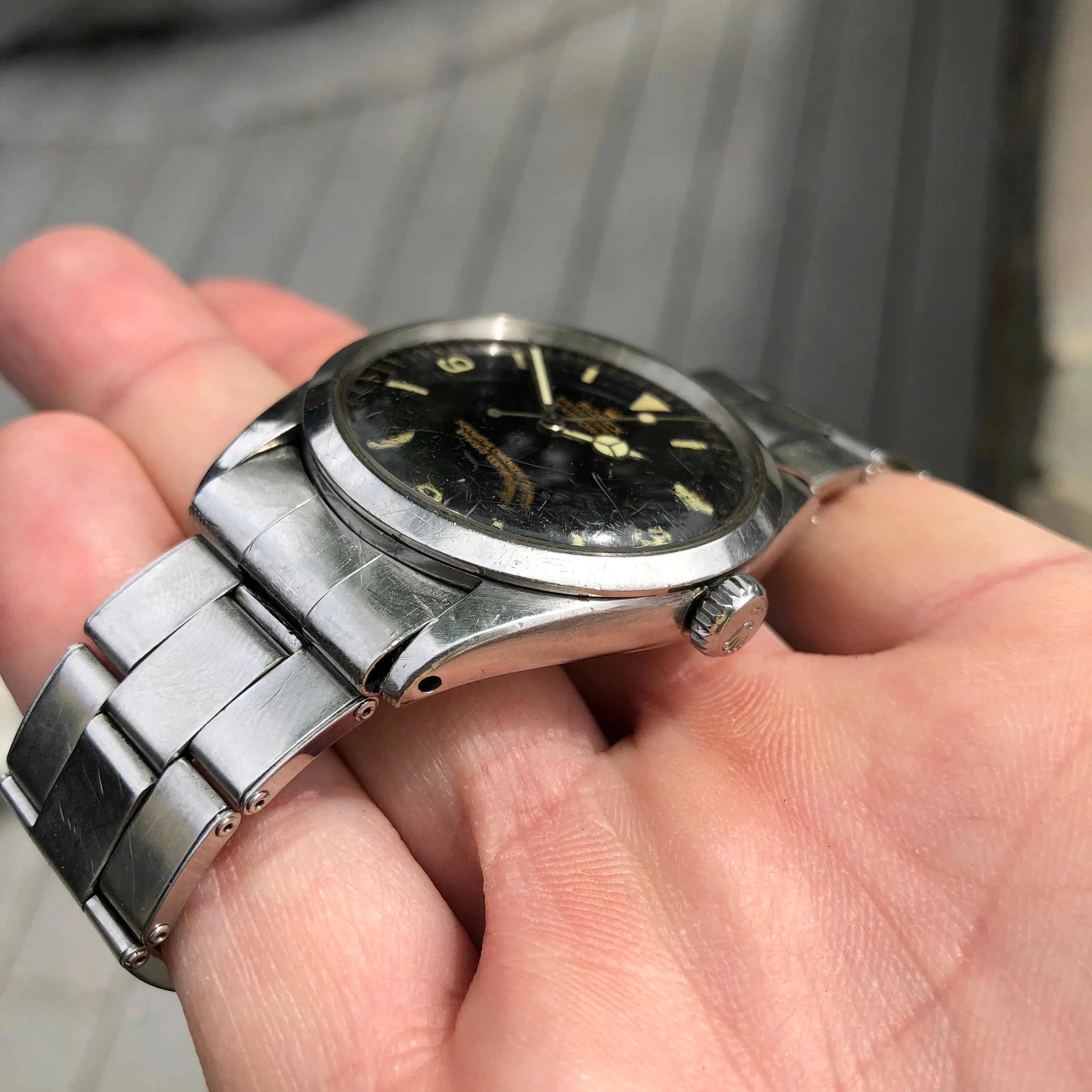 1963 Rolex Explorer 1016 Gilt Underline Glossy Oyster Perpetual Wristwatch