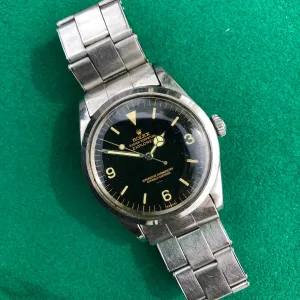 1963 Rolex Explorer 1016 Gilt Underline Glossy Oyster Perpetual Wristwatch