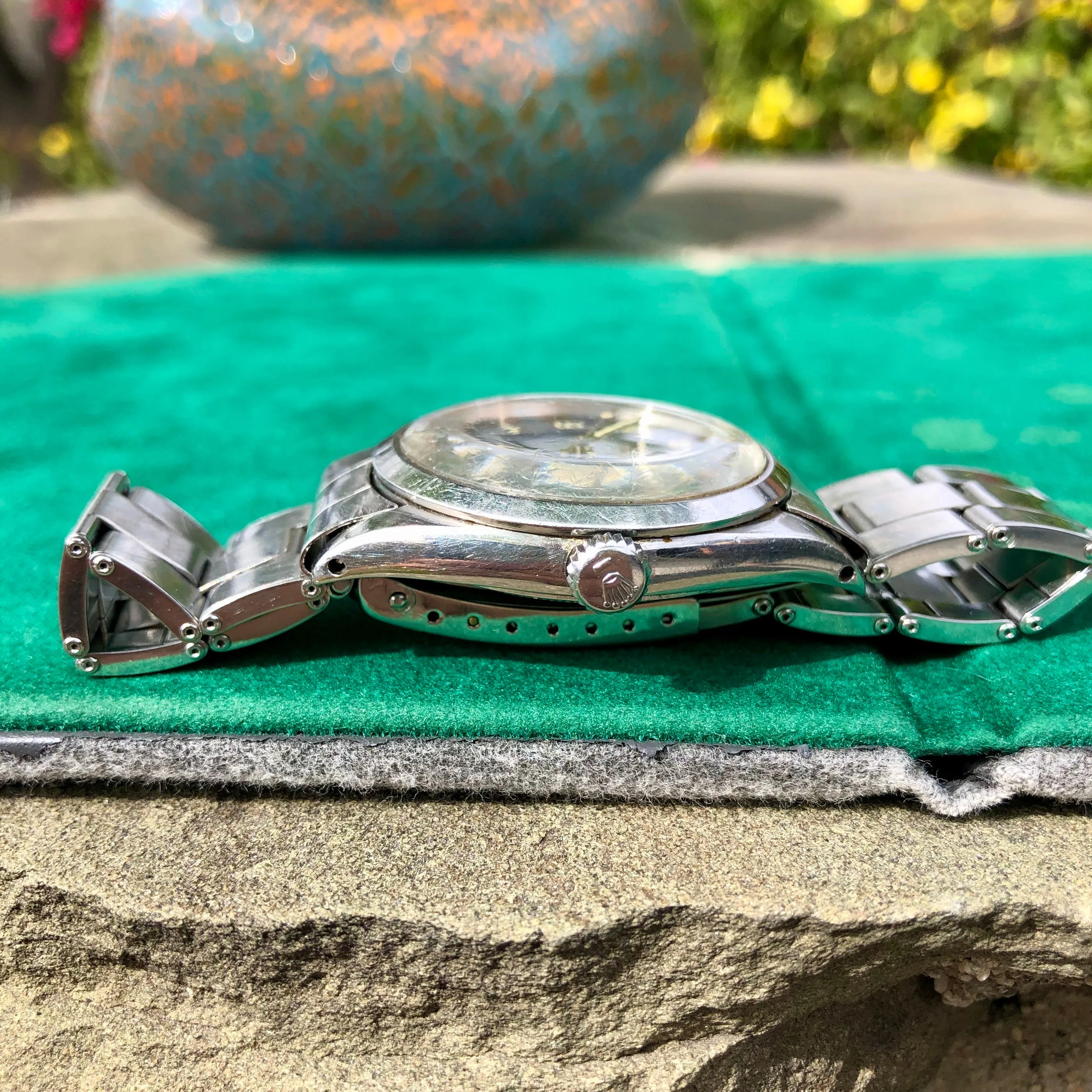 1963 Rolex Explorer 1016 Gilt Underline Glossy Oyster Perpetual Wristwatch