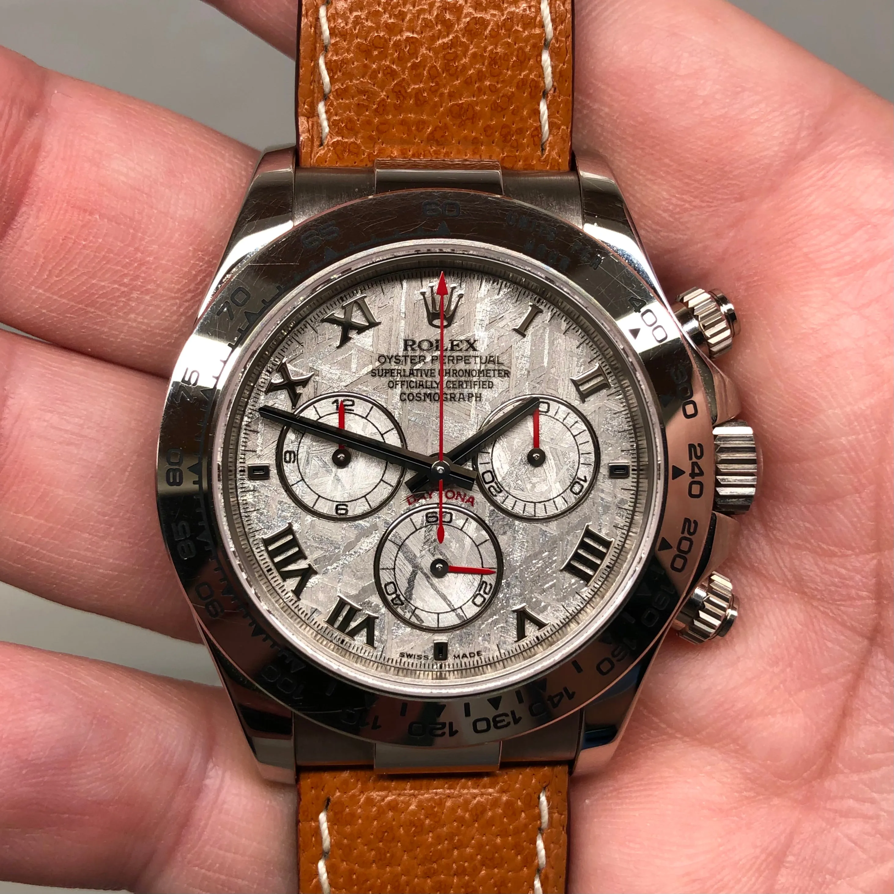 2005 Rolex Daytona Cosmograph 116519 Meteorite 18K White Gold Chronograph Wristwatch with Box and Papers