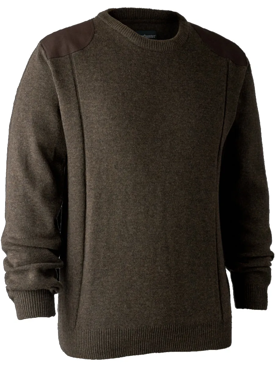 50% OFF DEERHUNTER Sheffield Knit O-Neck Jumper - Mens - Dark Elm - Size: SMALL