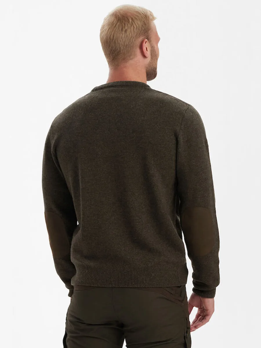 50% OFF DEERHUNTER Sheffield Knit O-Neck Jumper - Mens - Dark Elm - Size: SMALL