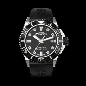 ARMAND NICOLET JS9-41 MEN'S AUTOMATIC BLACK STRAP BLACK DIAL WATCH
