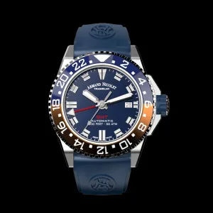 ARMAND NICOLET JS9-41 MEN'S AUTOMATIC BLACK STRAP BLUE DIAL WATCH