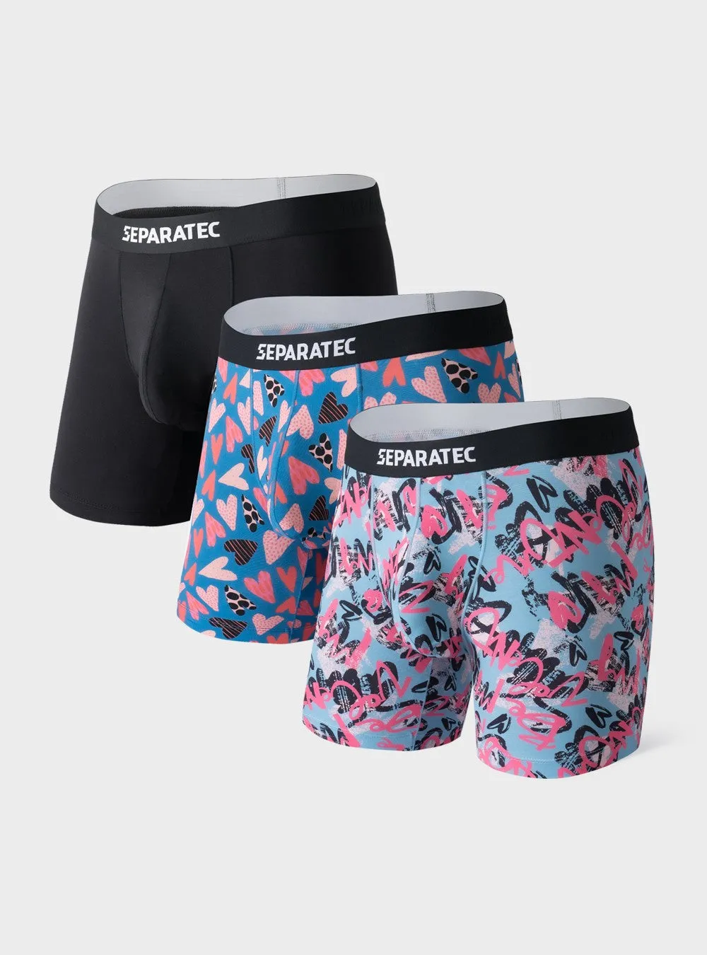 Bamboo Rayon Heart Prints Boxer Briefs 3 Pack