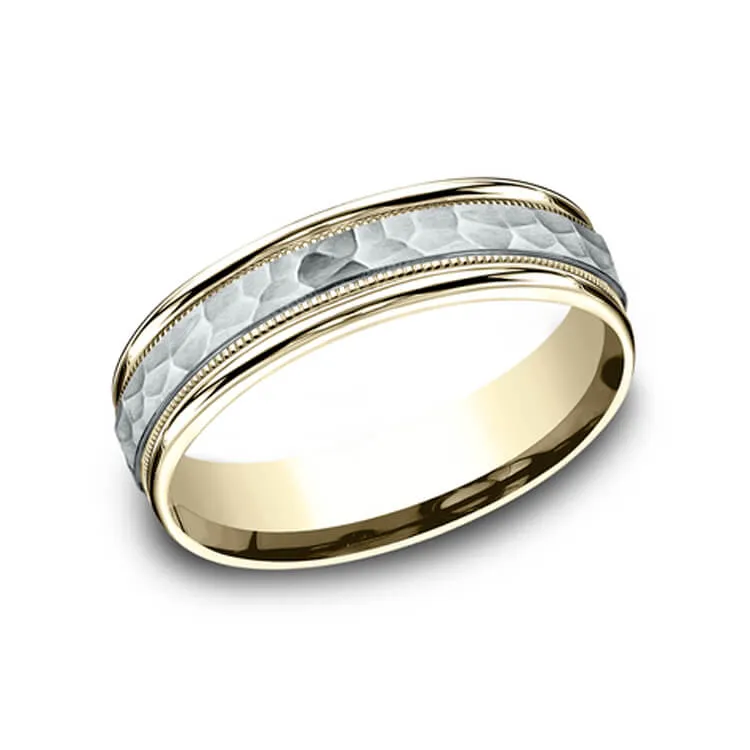 Benchmark Two-Tone Hammered Center Men's Wedding Band CF15630814KWY