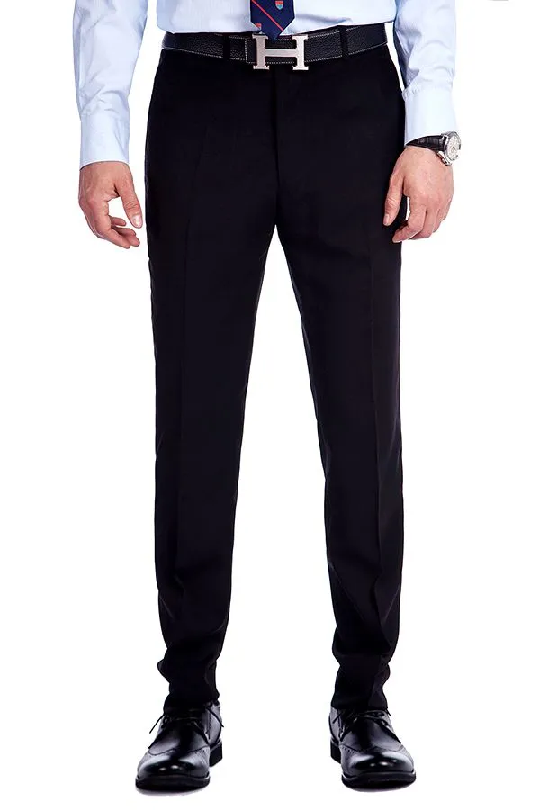Bespoke Solid Black Three Piece Suits for Men