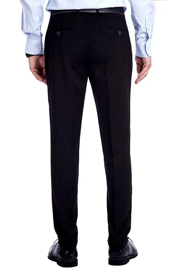 Bespoke Solid Black Three Piece Suits for Men