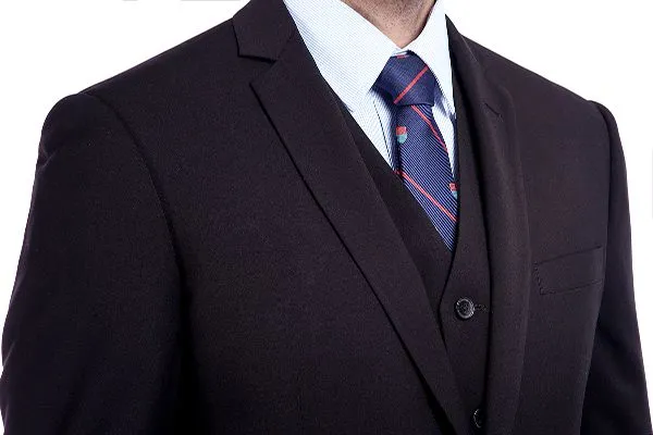 Bespoke Solid Black Three Piece Suits for Men