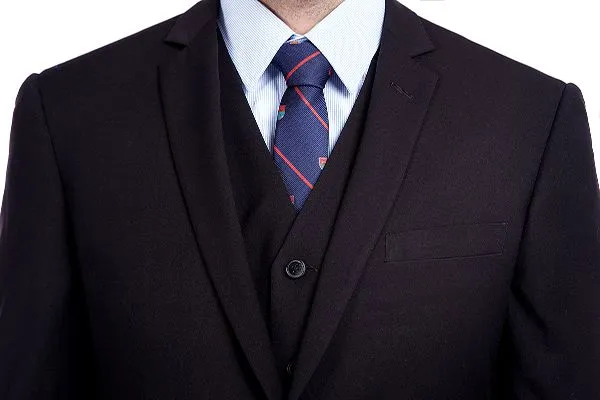 Bespoke Solid Black Three Piece Suits for Men