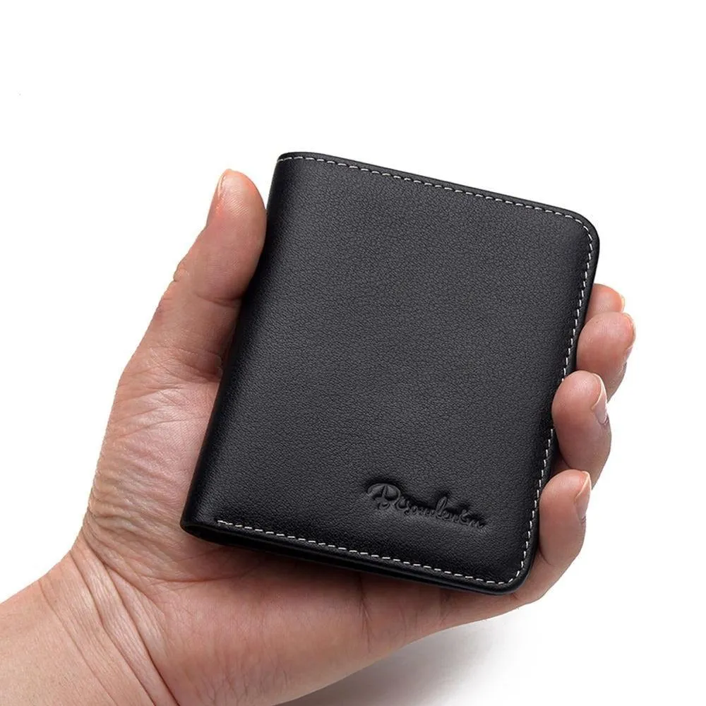 BISON DENIM Black Purse Genuine Leather Men's Wallets