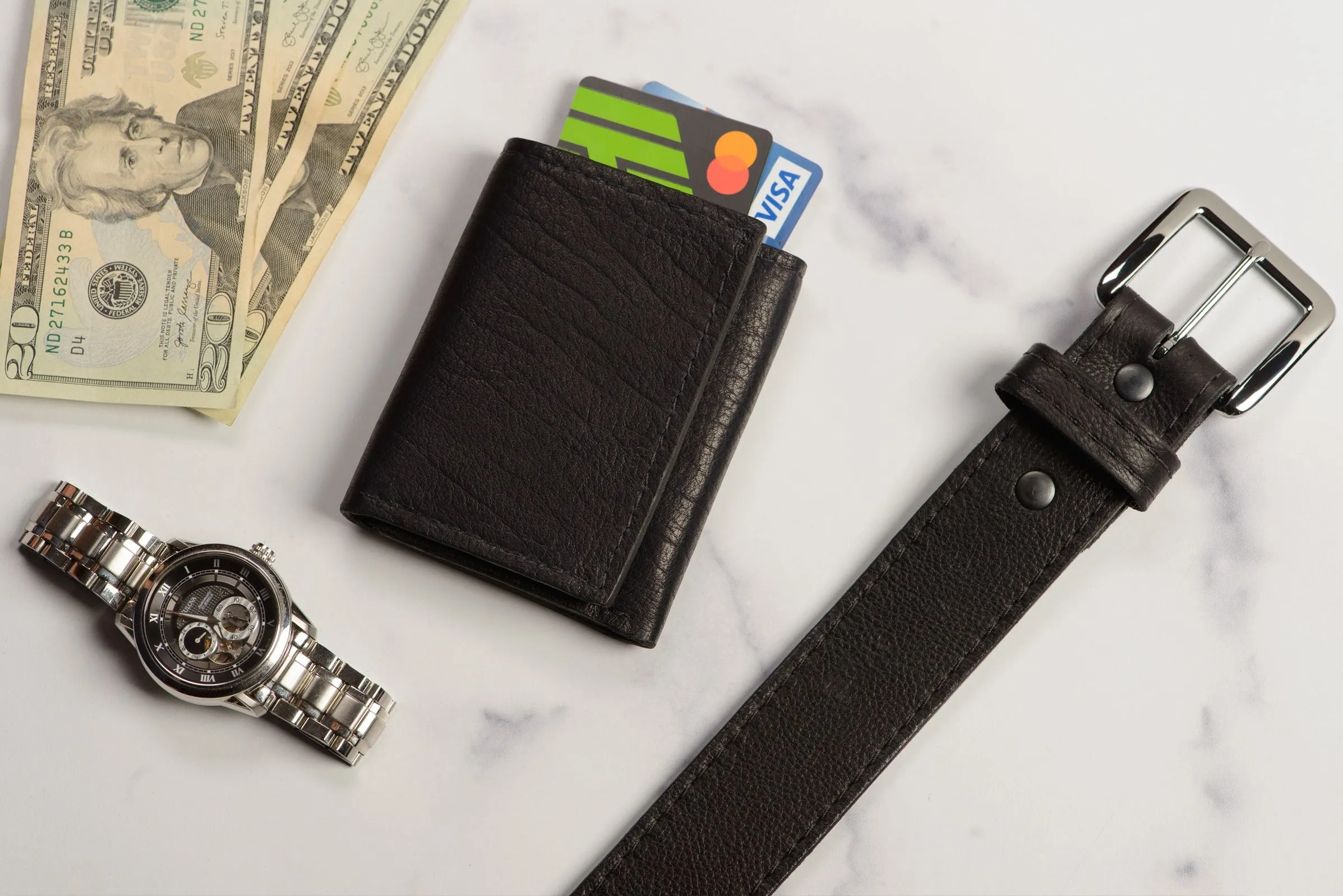 Black American Bison Trifold Wallet