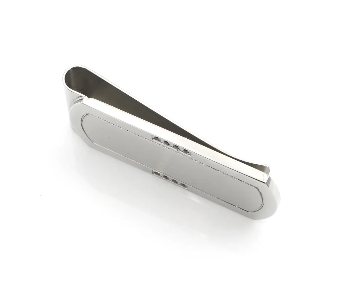 Black CZ Accented Stainless Steel Money Clip