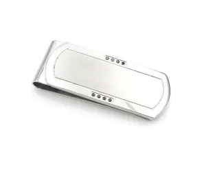 Black CZ Accented Stainless Steel Money Clip