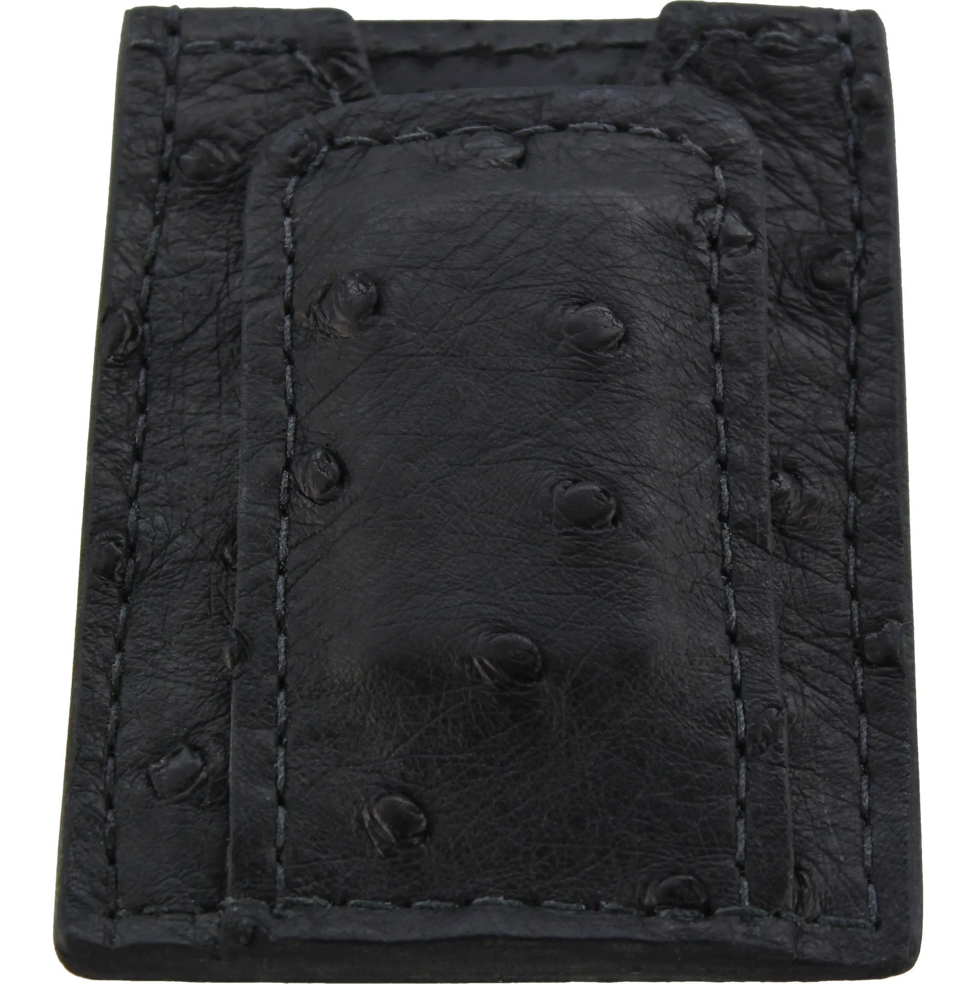 Black Ostrich Money Clip Wallet With Credit Card Slots