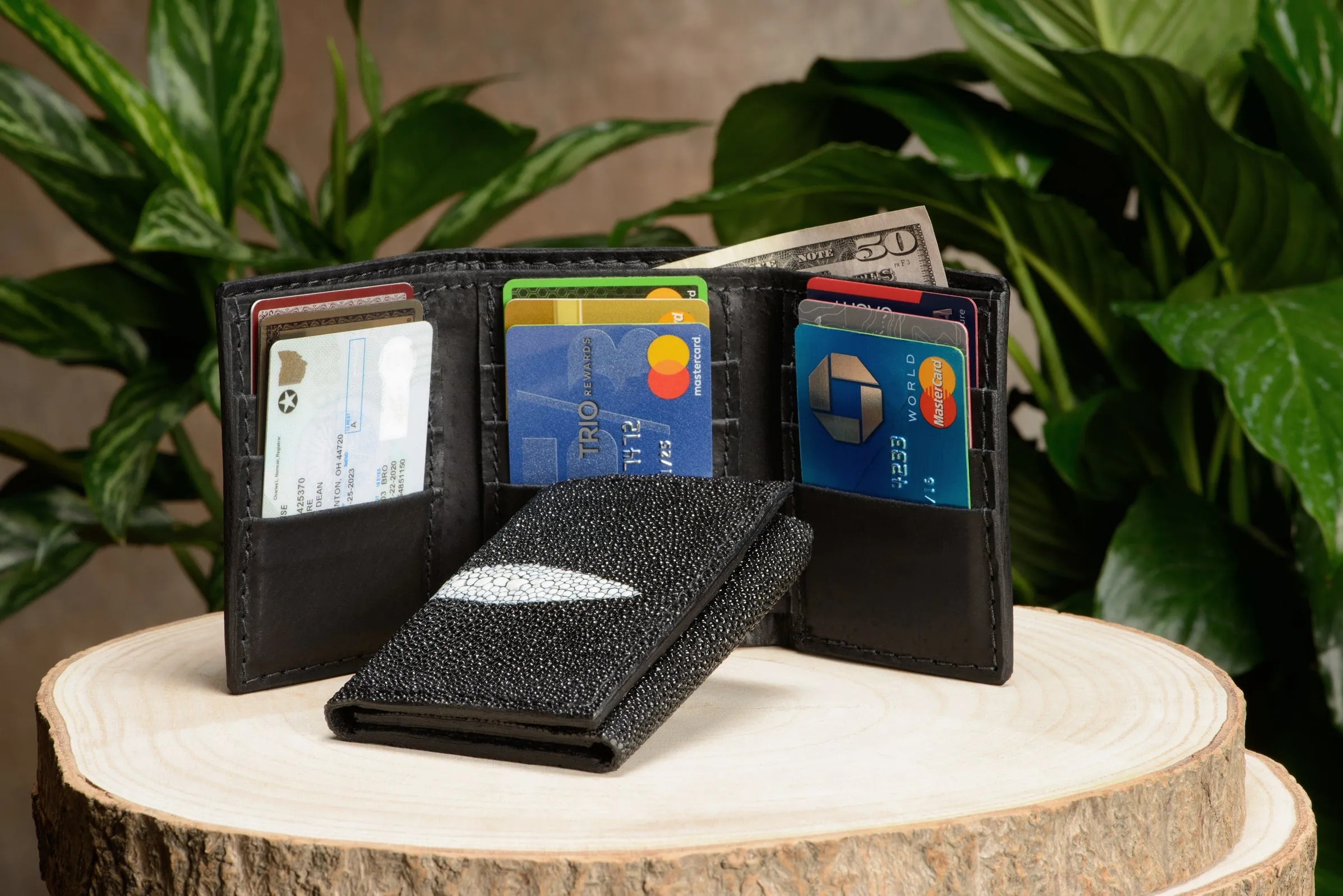 Black Stingray Trifold Wallet