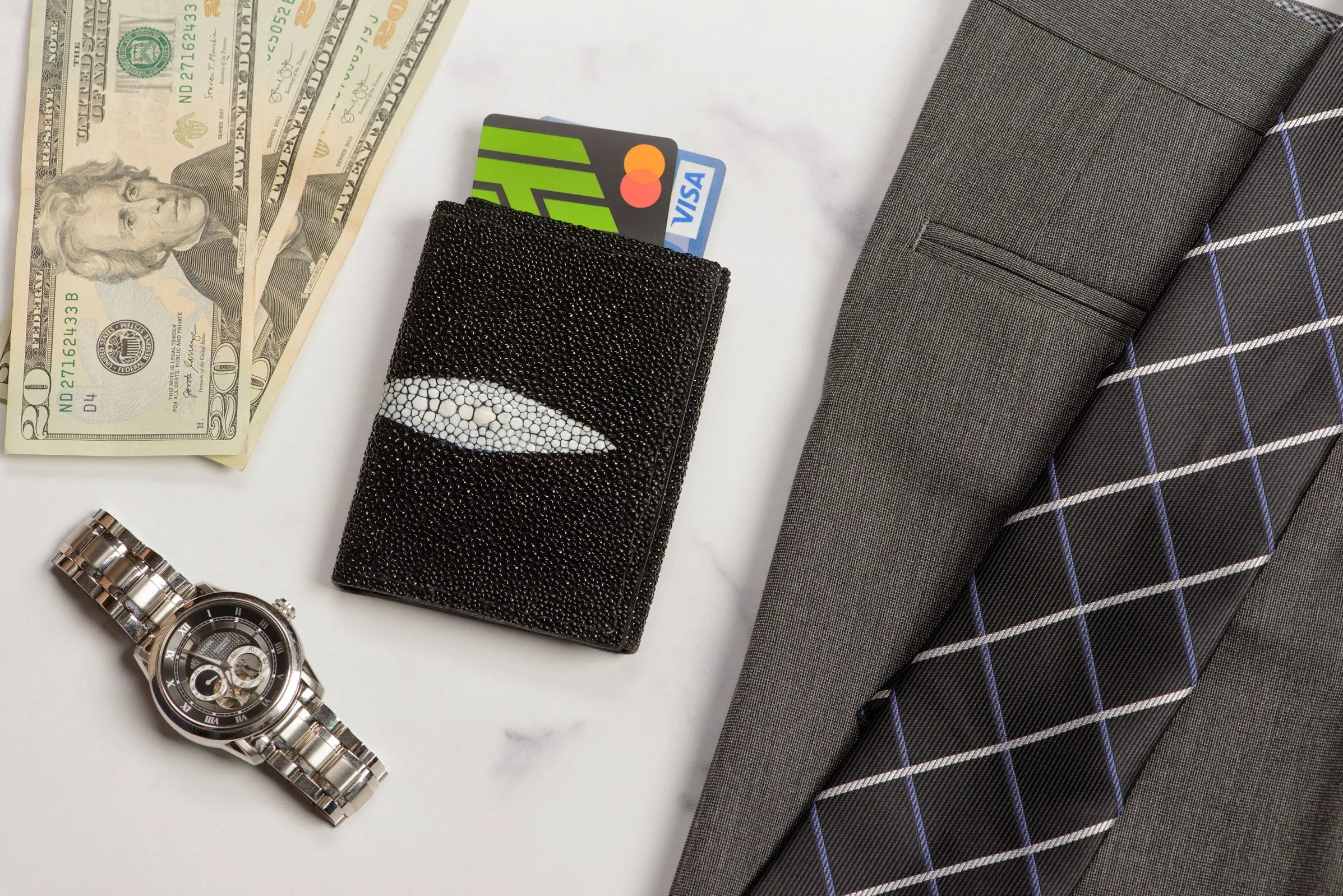 Black Stingray Trifold Wallet