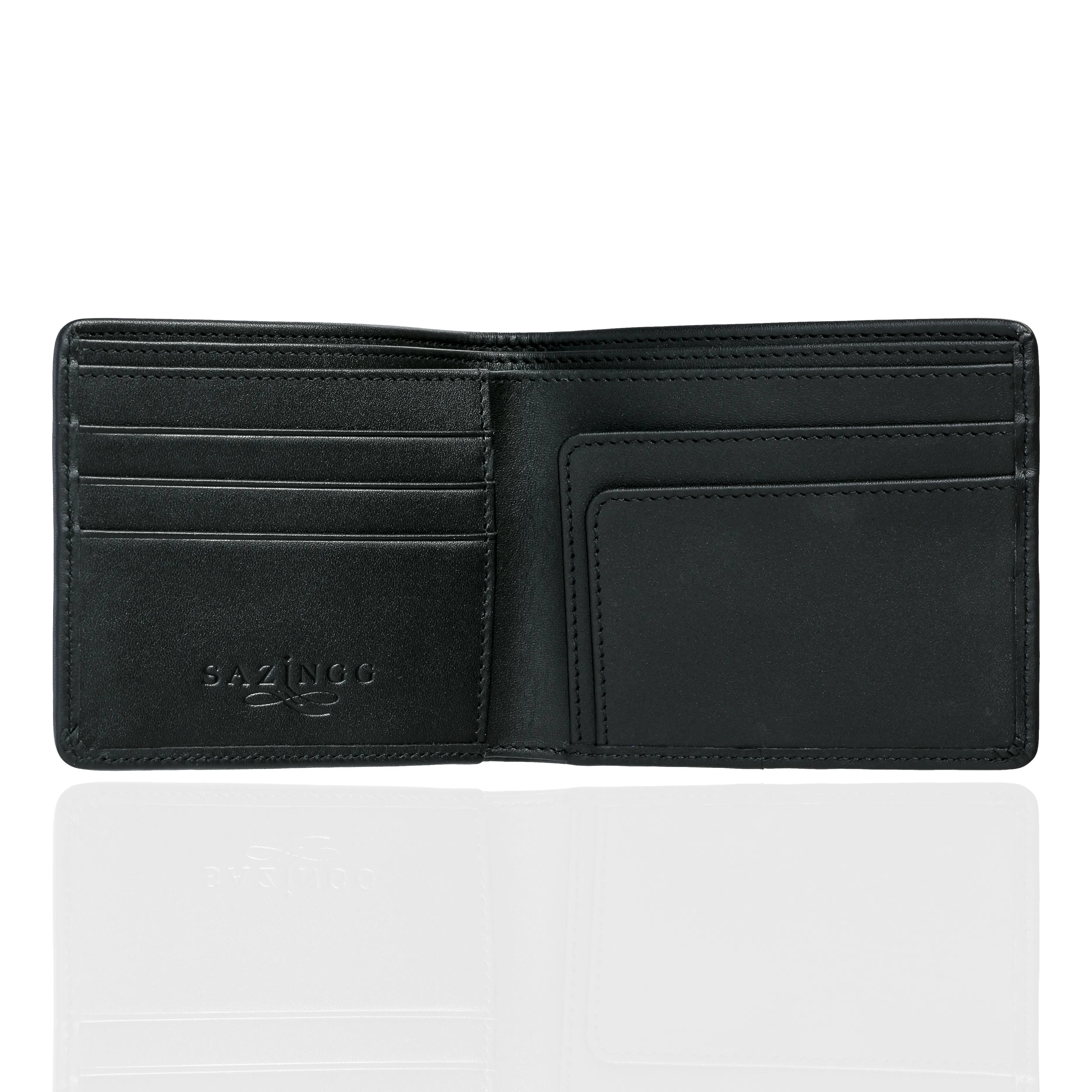 Black Textured Leather Wallet with Black Interior