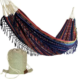 Boho Hammock with Tassel, Handmade, Weather-Resistant, Lightweight | Otavalo Rainbow