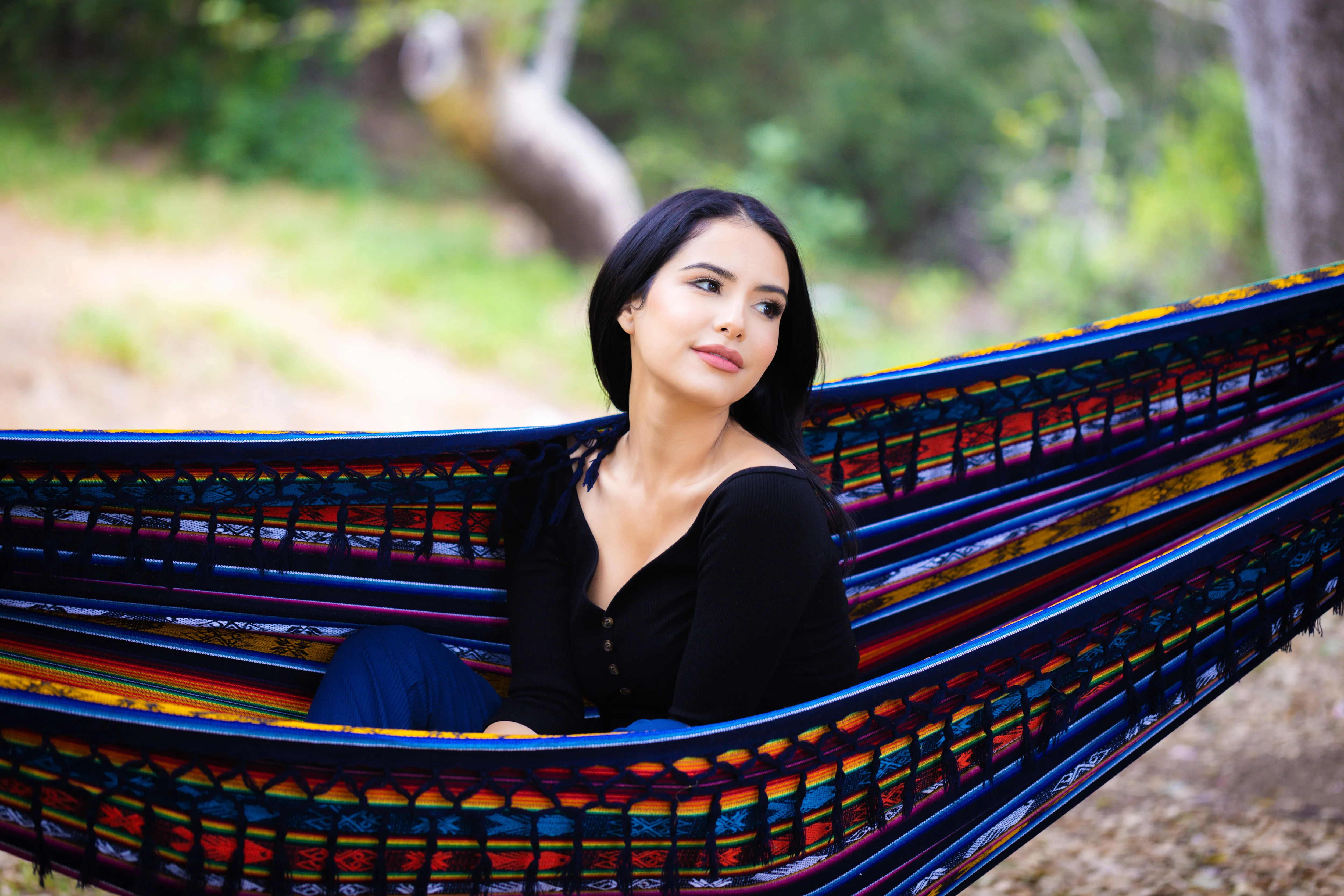 Boho Hammock with Tassel, Handmade, Weather-Resistant, Lightweight | Otavalo Rainbow