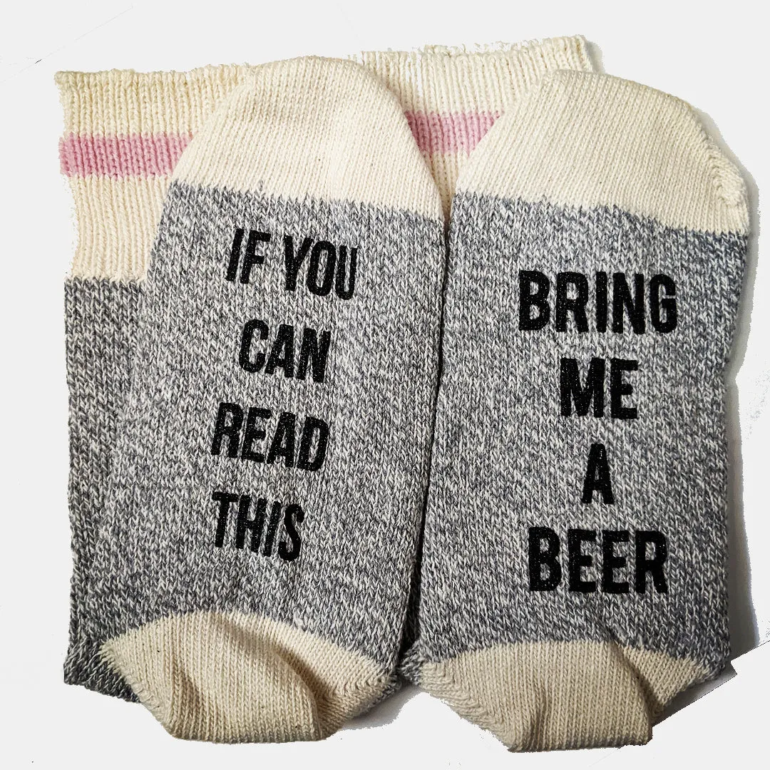 Bring Me Beer Pink Stripe Unisex Cotton Socks