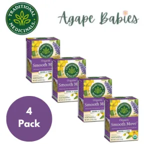[Bundle Of 4] Traditional Medicinals Organic Smooth Move Original with Senna Tea, 16 bags Exp: 01/27