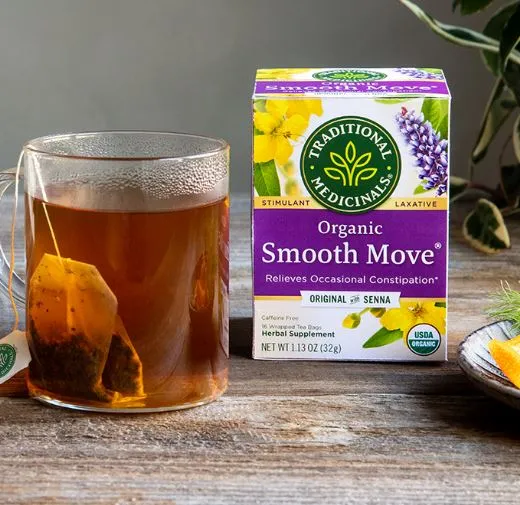 [Bundle Of 4] Traditional Medicinals Organic Smooth Move Original with Senna Tea, 16 bags Exp: 01/27