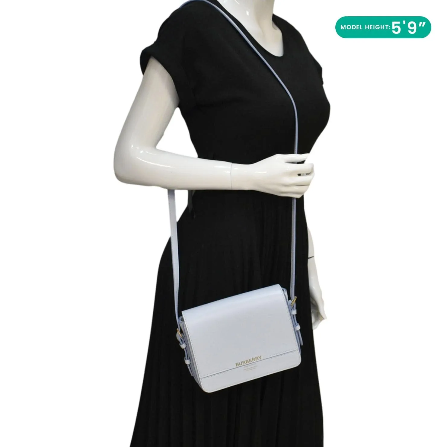 BURBERRY Grace Small Leather Crossbody Bag Light Blue