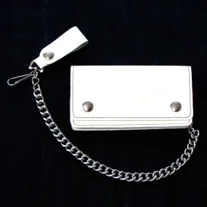 BW411  6" White Leather Biker Wallet