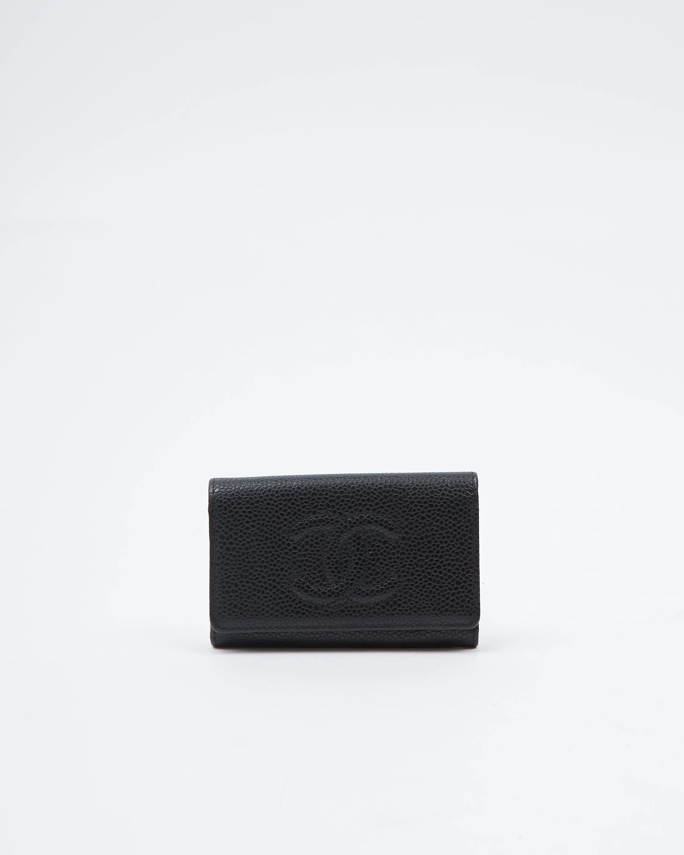 Chanel Black Caviar Timeless CC Interlocking Logo Key Holder