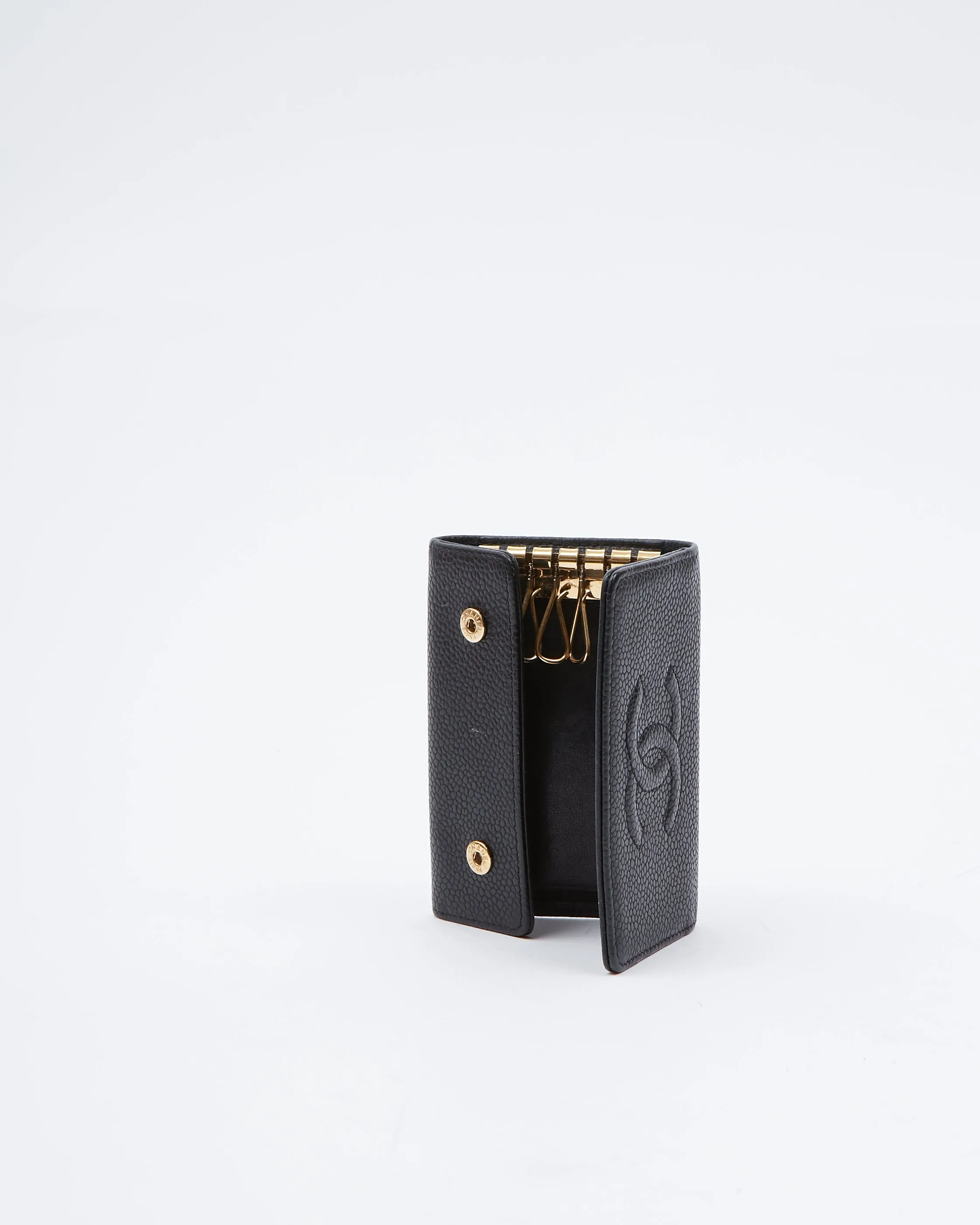 Chanel Black Caviar Timeless CC Interlocking Logo Key Holder