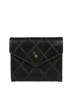Chanel Black Lambskin Leather Quilted Card Case