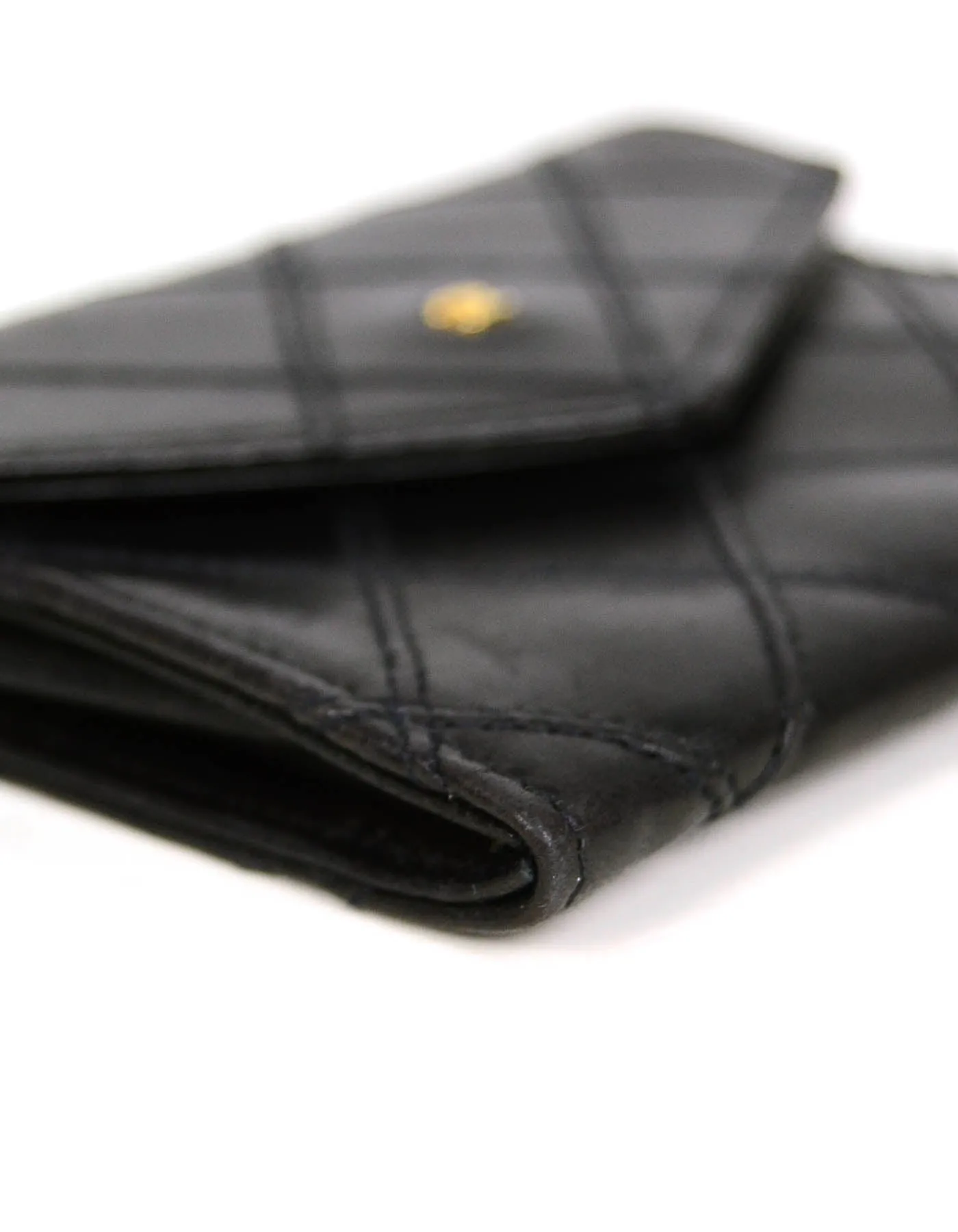Chanel Black Lambskin Leather Quilted Card Case