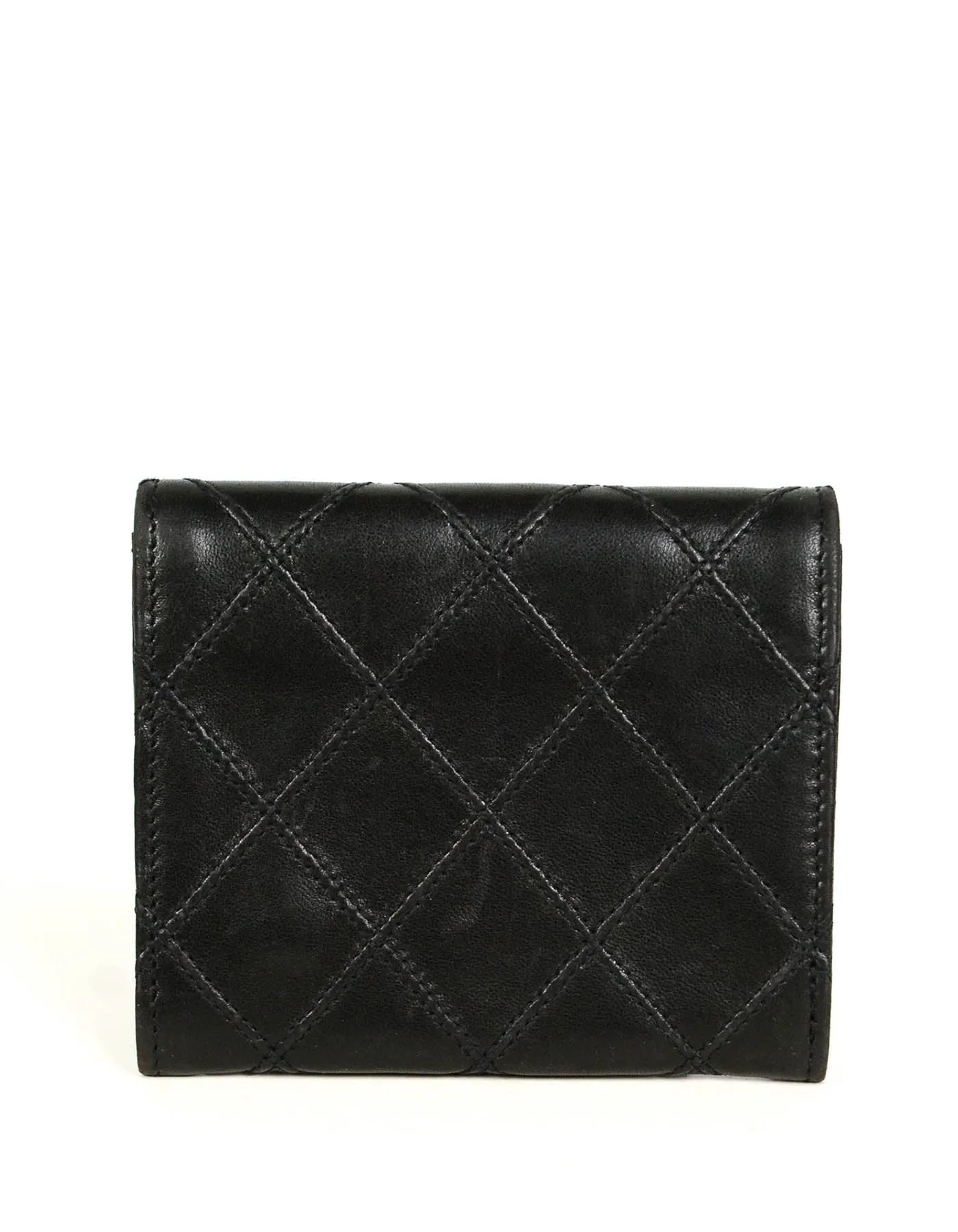 Chanel Black Lambskin Leather Quilted Card Case