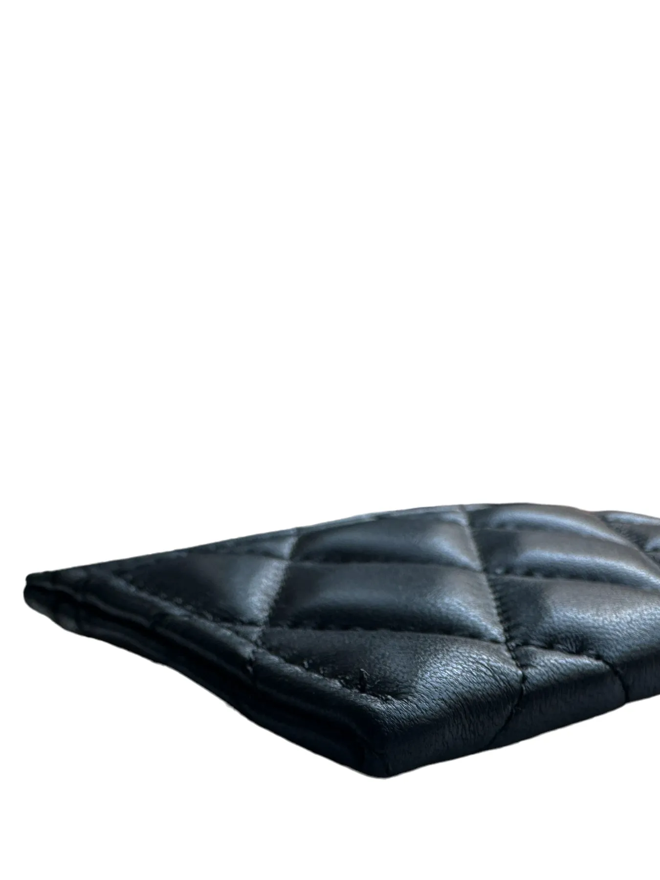 Chanel Black Leather Quilted CC Card Holder