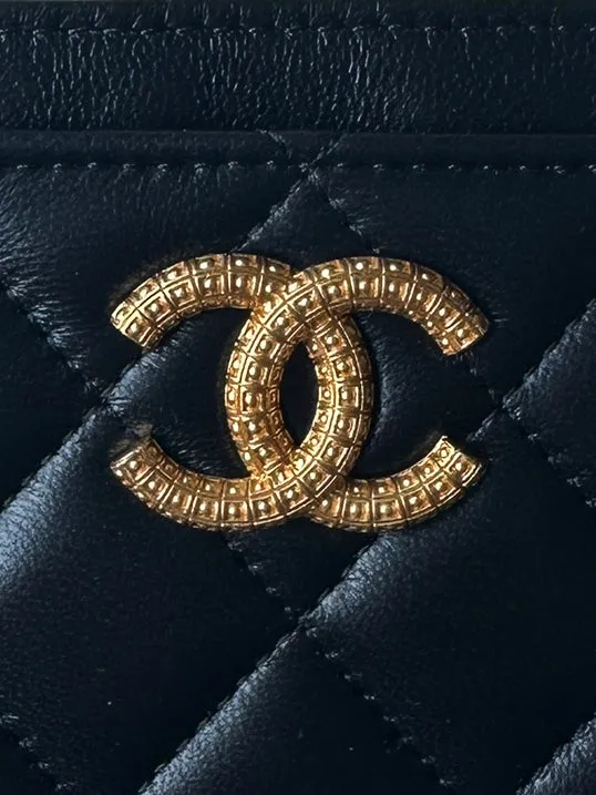 Chanel Black Leather Quilted CC Card Holder