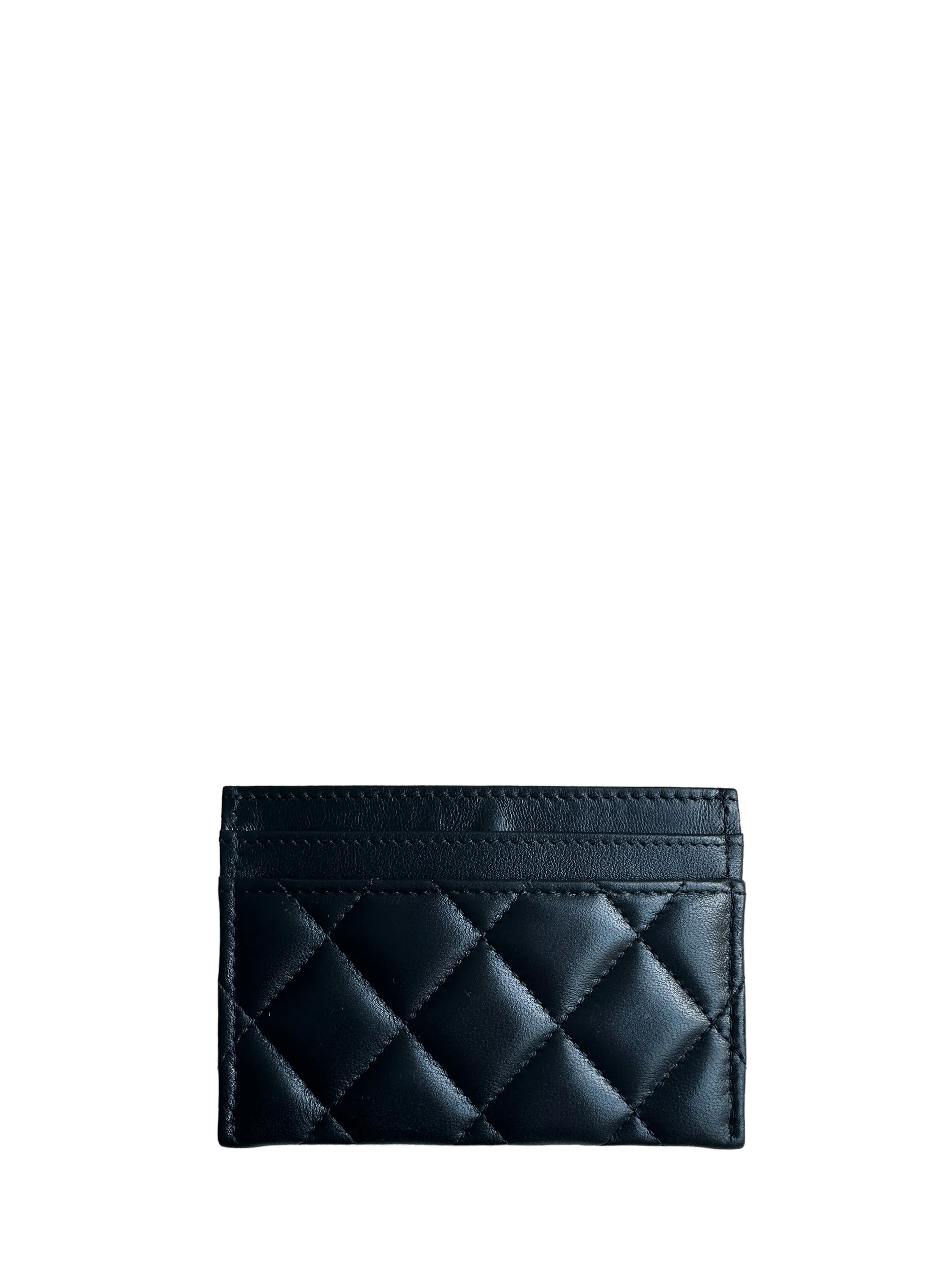 Chanel Black Leather Quilted CC Card Holder