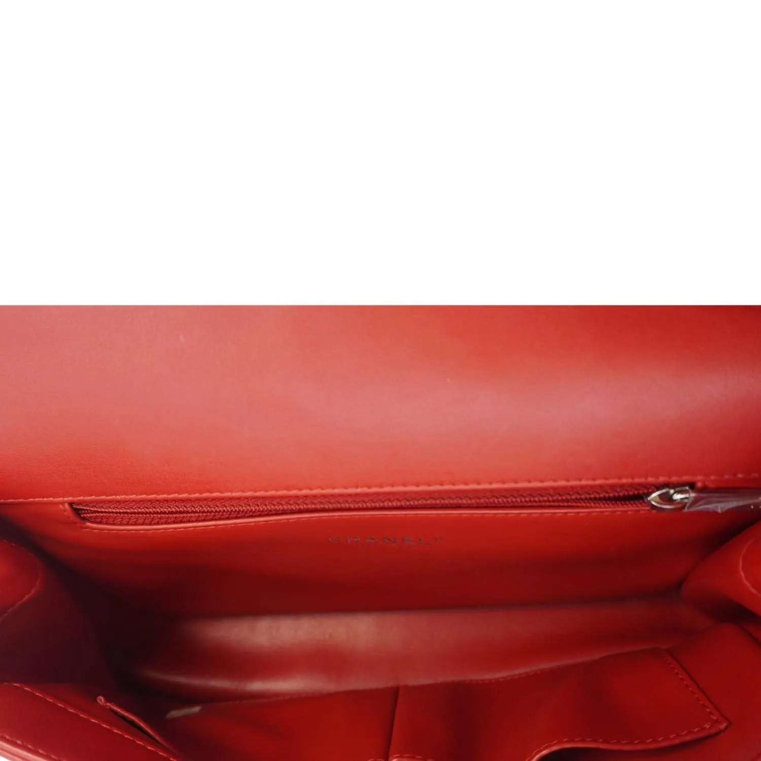 CHANEL CC Filigree Medium Flap Caviar Leather Crossbody Bag Red