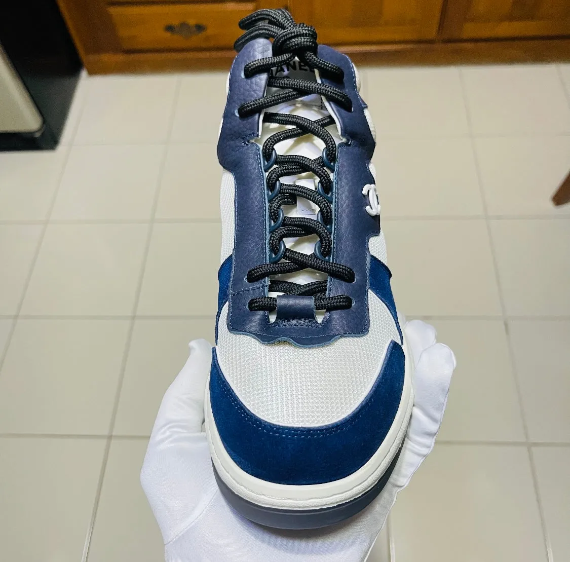 Chanel Men's Trainer | White & Navy (HighTop)