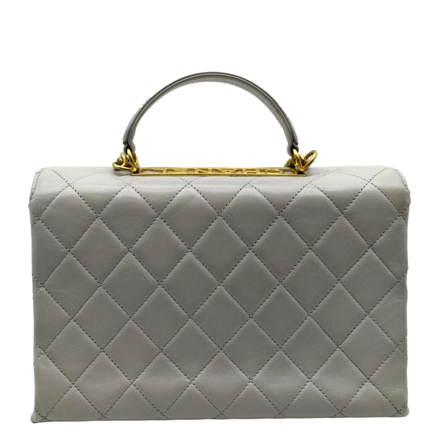 CHANEL Trendy Spirit Top Handle Quilted Leather Shoulder Bag Grey