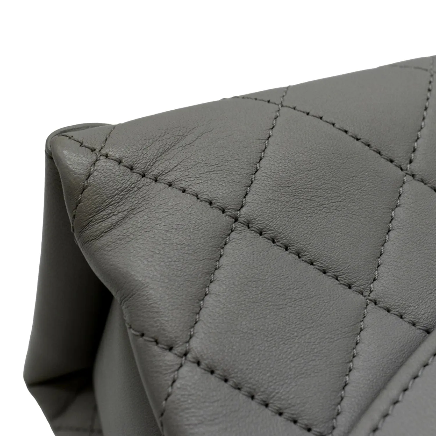 CHANEL Trendy Spirit Top Handle Quilted Leather Shoulder Bag Grey