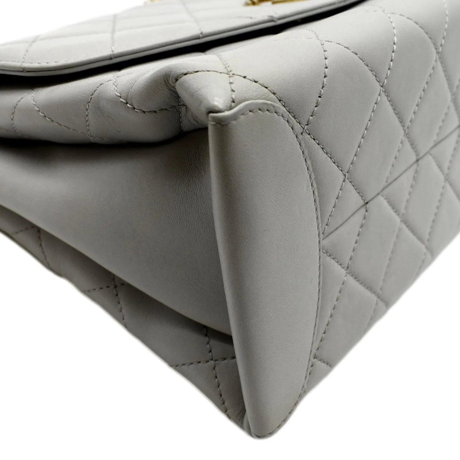 CHANEL Trendy Spirit Top Handle Quilted Leather Shoulder Bag Grey