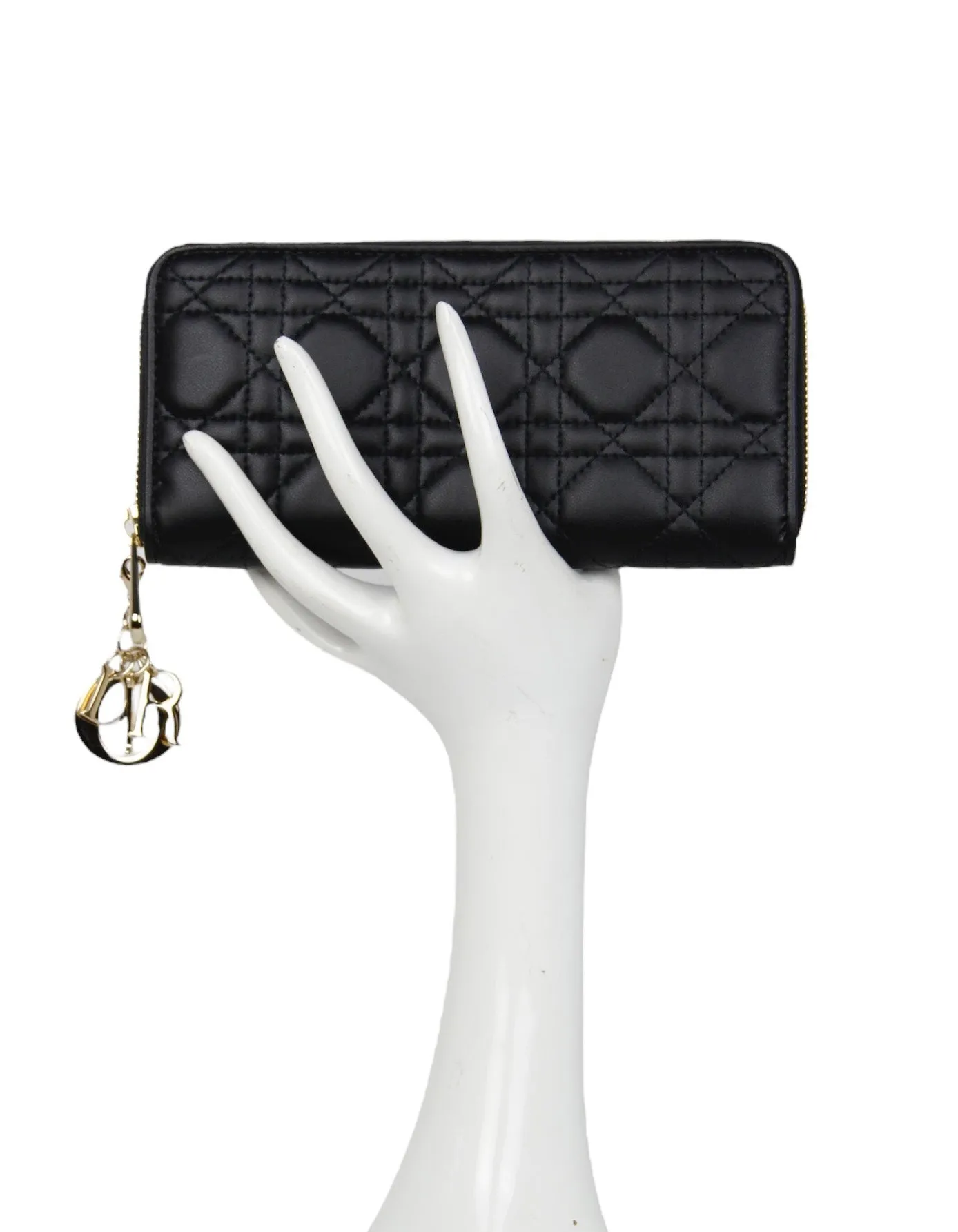 Christian Dior Black Lady Dior Voyageur Wallet