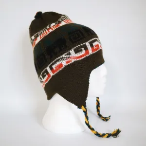 Chullo Alpaca Wool Blend Hat with Earflaps Reversible Green Olive Green Pine. Unisex