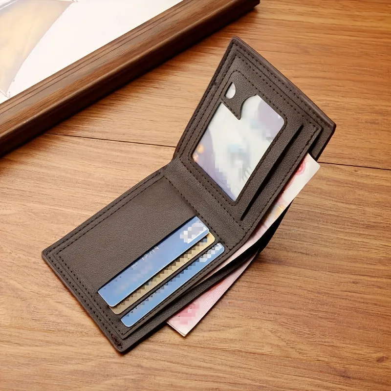 Compact Card Mens Wallet Durable Horizontal Stitching Young Men Unique Lychee