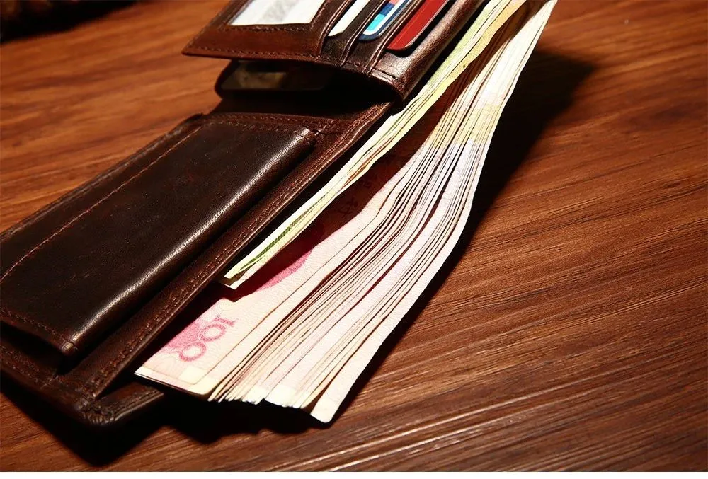 Cow Leather Men Wallets with Coin Pocket Vintage Male Purse
