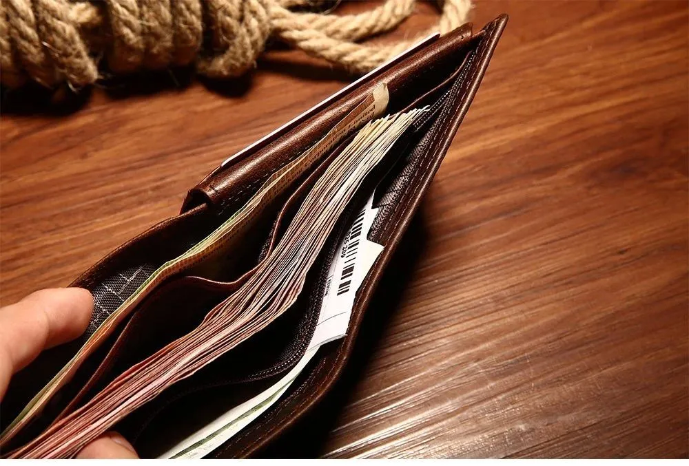 Cow Leather Men Wallets with Coin Pocket Vintage Male Purse
